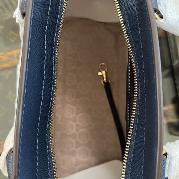 MICHAEL KORS SELMA Saffiano Leather Satchel Navy Blue NEW + Dust Bag - Picture 10 of 12